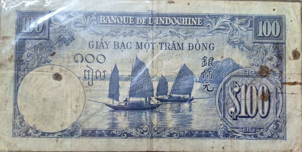 Vịnh Hạ Long trên tờ 100 đồng vàng năm 1951. Ảnh: Trần Trọng Hà