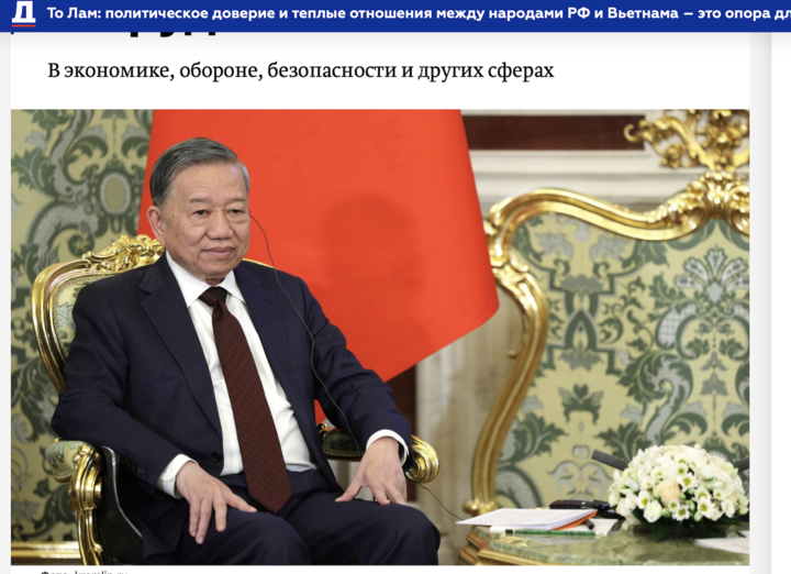 Bài viết của tờ Petersburg Diary về chuyến thăm Nga của Tổng Bí thư, Chủ tịch nước Tô Lâm. Ảnh chụp màn hình