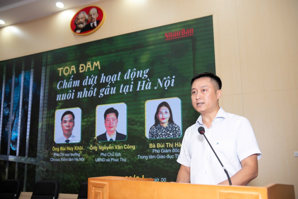Ông Nguyễn Hoàng Nhật, Phó Trưởng Ban Nhân Dân Điện tử, Báo Nhân Dân phát biểu khai mạc tọa đàm. Ảnh: Ban Tổ chức cung cấp ngày 23.9