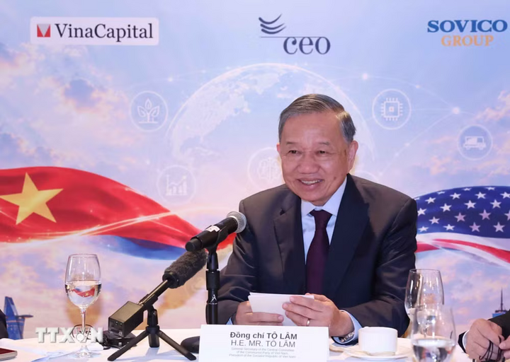 Tổng Bí thư, Chủ tịch nước Tô Lâm dự tọa đàm với lãnh đạo định chế tài chính, quỹ đầu tư Hoa Kỳ. Ảnh: Thống Nhất/TTXVN