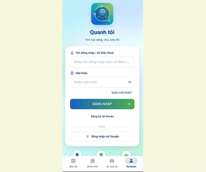Giao diện ứng dụng Quanh tôi của Bộ Công Thương. Ảnh chụp màn hình.